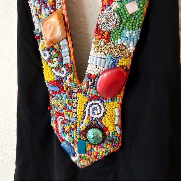 Caffe Womens Beaded Black One-Piece Swimsuit - Picture 4 of 9